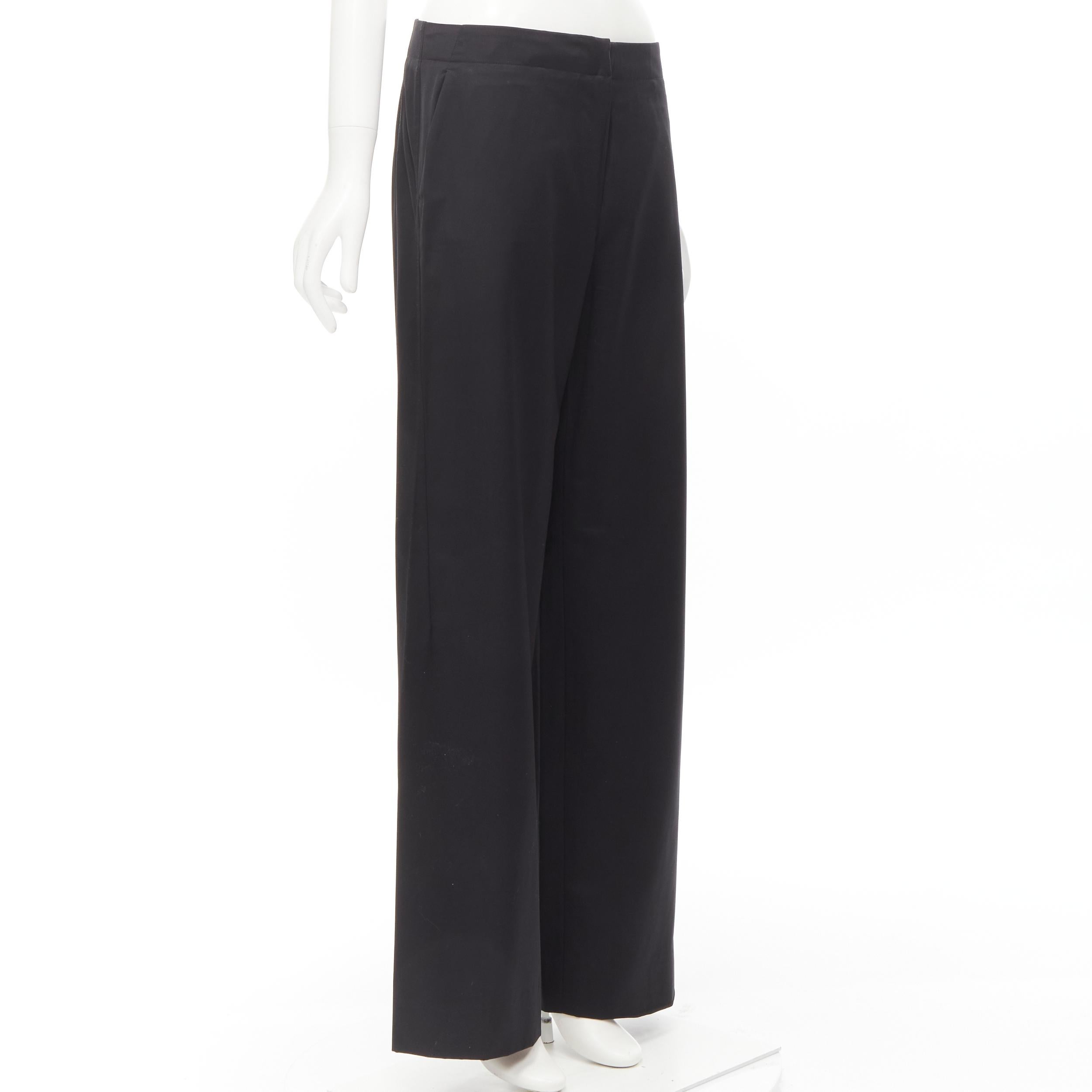 Black JIL SANDER 100% virgin wool black minimalist wide leg pants FR38 M