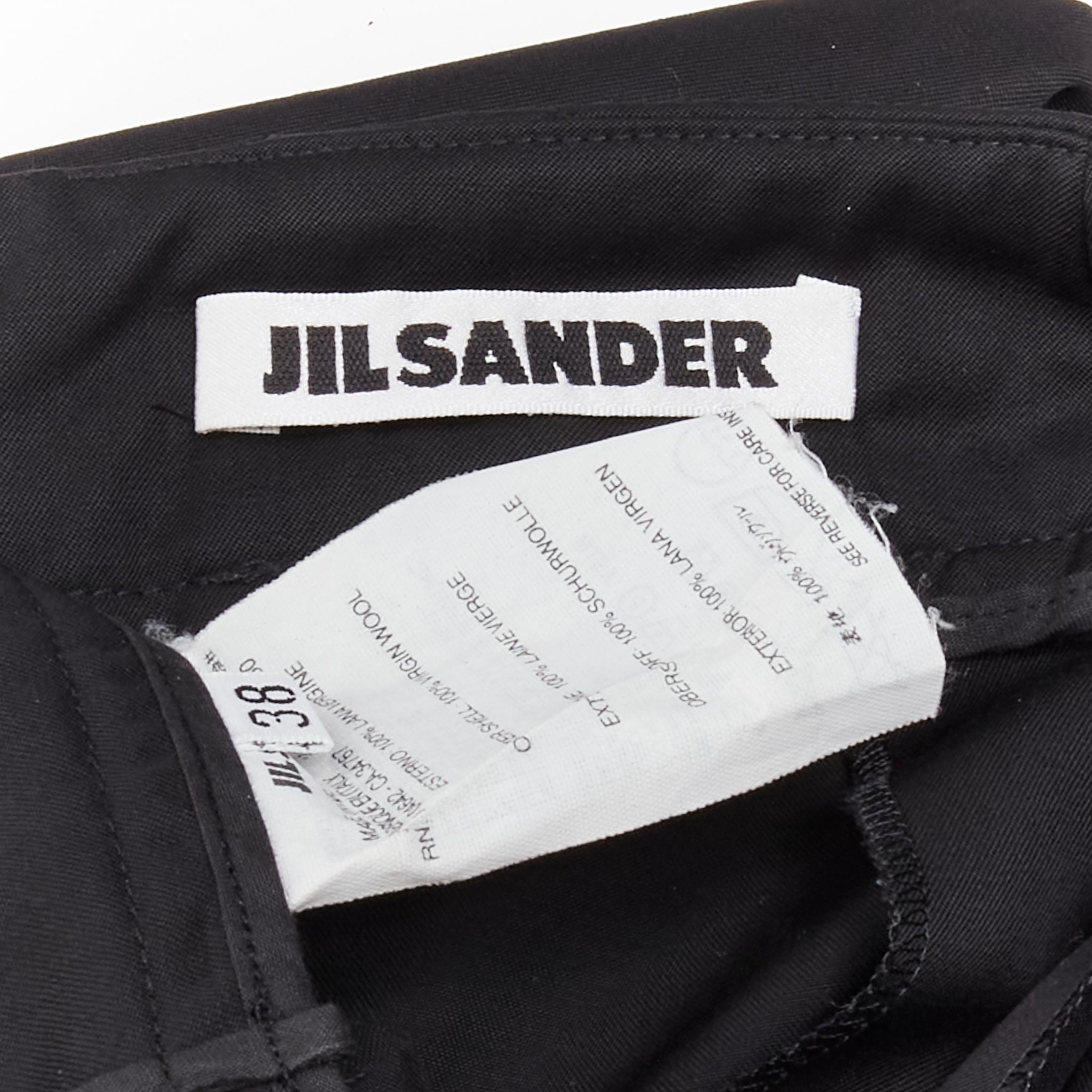JIL SANDER 100% virgin wool black minimalist wide leg pants FR38 M 3