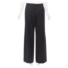 JIL SANDER 100% virgin wool black minimalist wide leg pants FR38 M