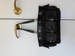 JIL SANDER 2003 Vintage Leather and Nylon Black Cargo Pocket Shoulder Bag