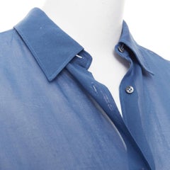 JIL SANDER 2011 Raf Simons Blaues Hemd mit aufgesetzten Taschen aus reiner Baumwolle FR36 S