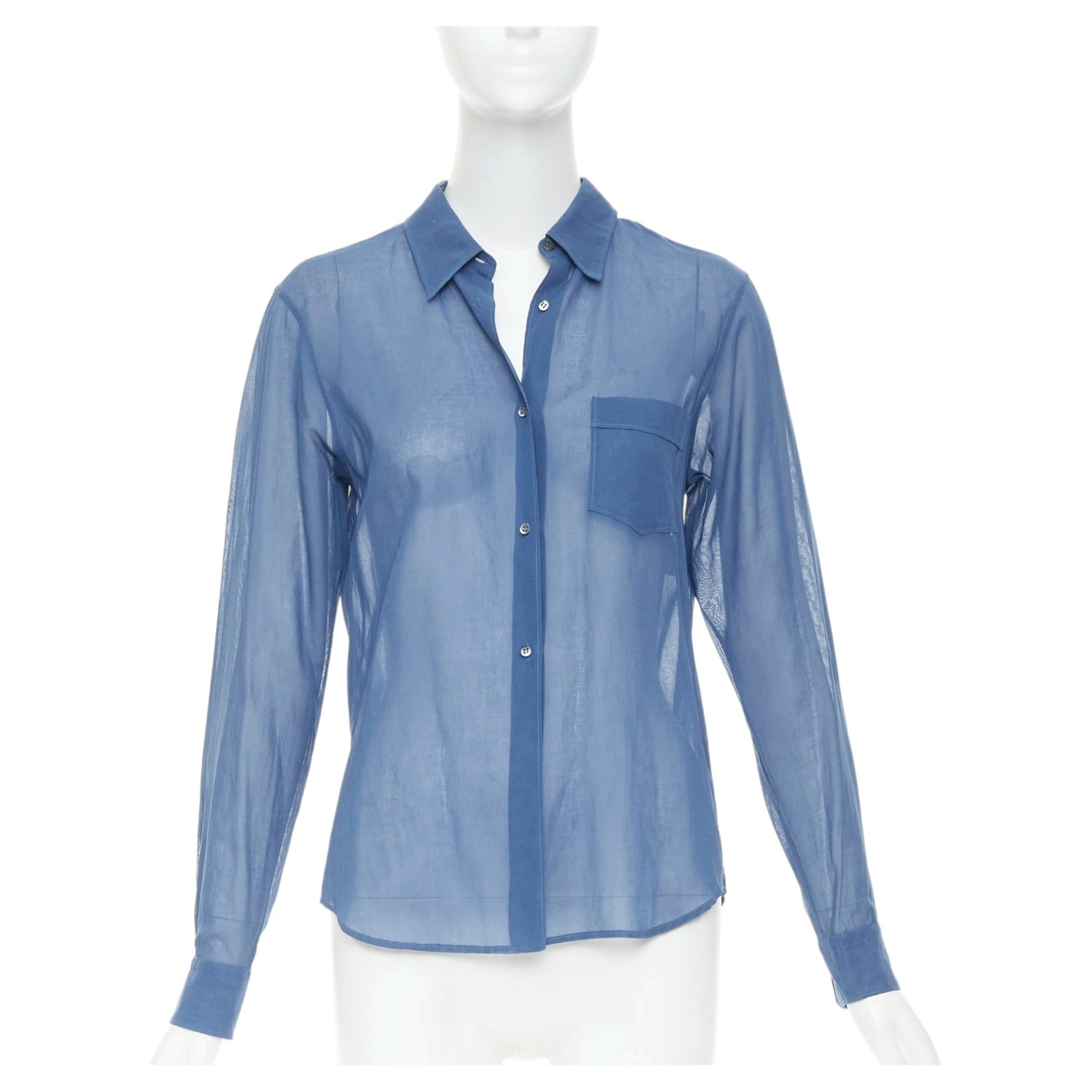 JIL SANDER 2011 Raf Simons blue cotton sheer patch pocket shirt