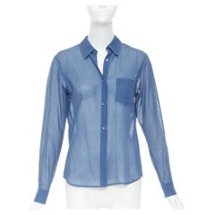 JIL SANDER 2011 Raf Simons Blaues Hemd mit aufgesetzten Taschen aus reiner Baumwolle FR36 S