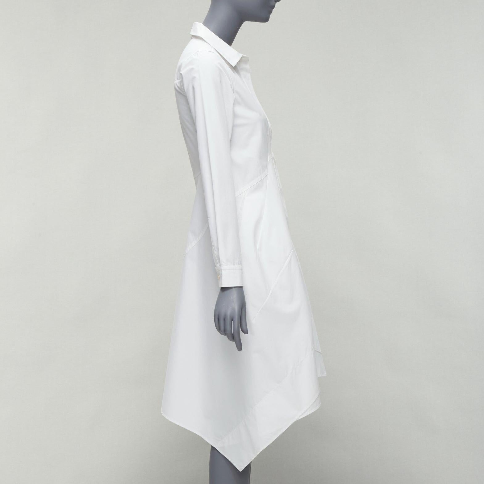 JIL SANDER 2014 white bias panels high low hem shirt dress FR32 XS In Good Condition In Hong Kong, NT