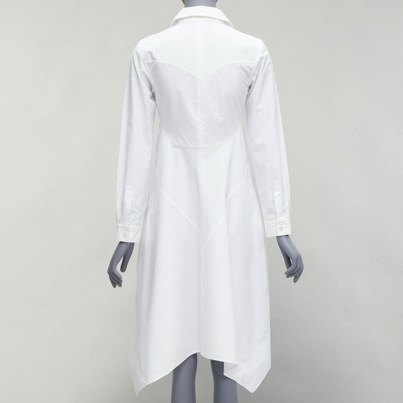 Women's JIL SANDER 2014 white bias panels high low hem shirt dress FR32 XS