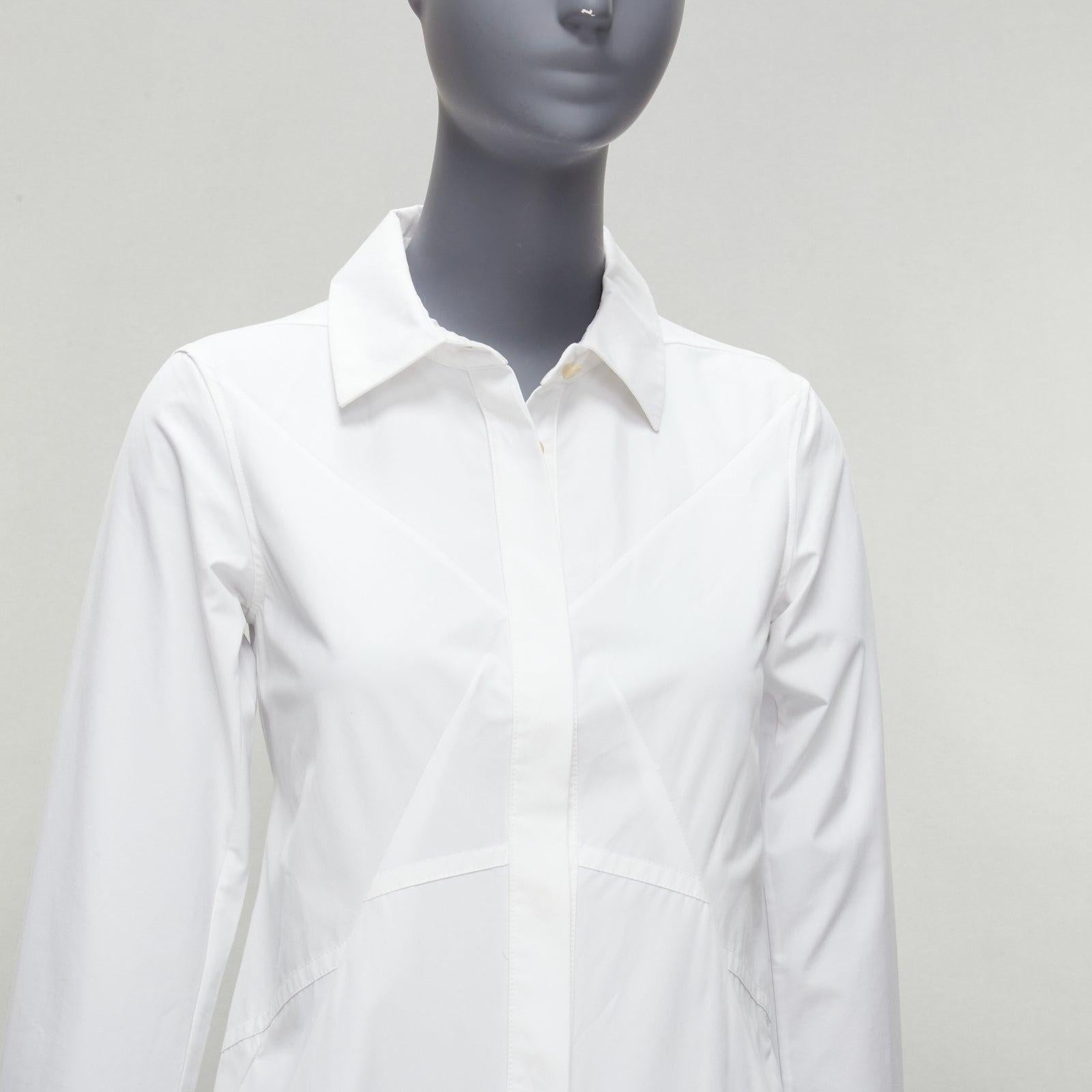 JIL SANDER 2014 white bias panels high low hem shirt dress FR32 XS 1