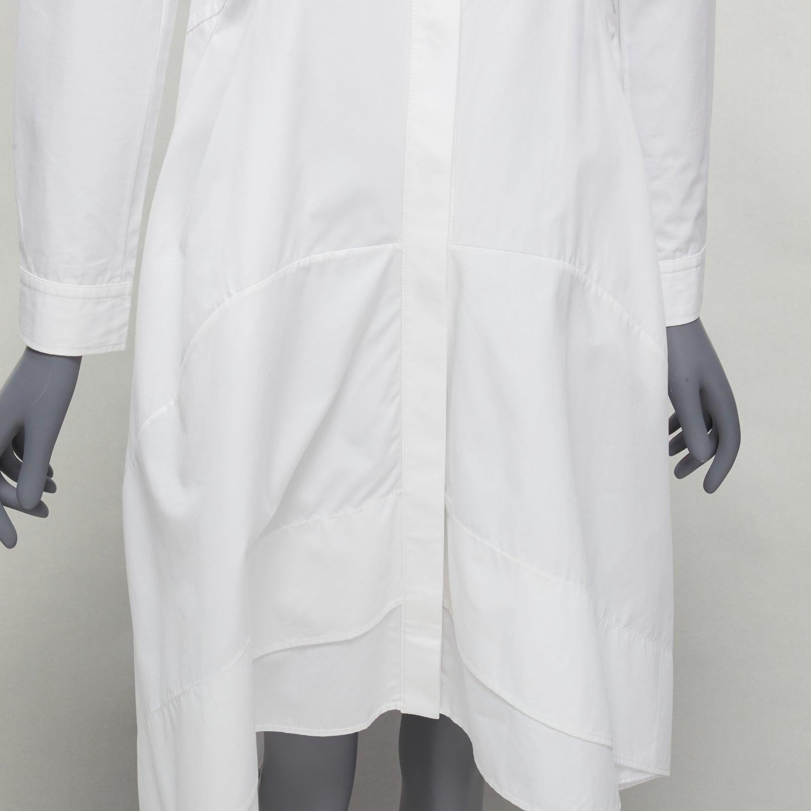 JIL SANDER 2014 white bias panels high low hem shirt dress FR32 XS 2