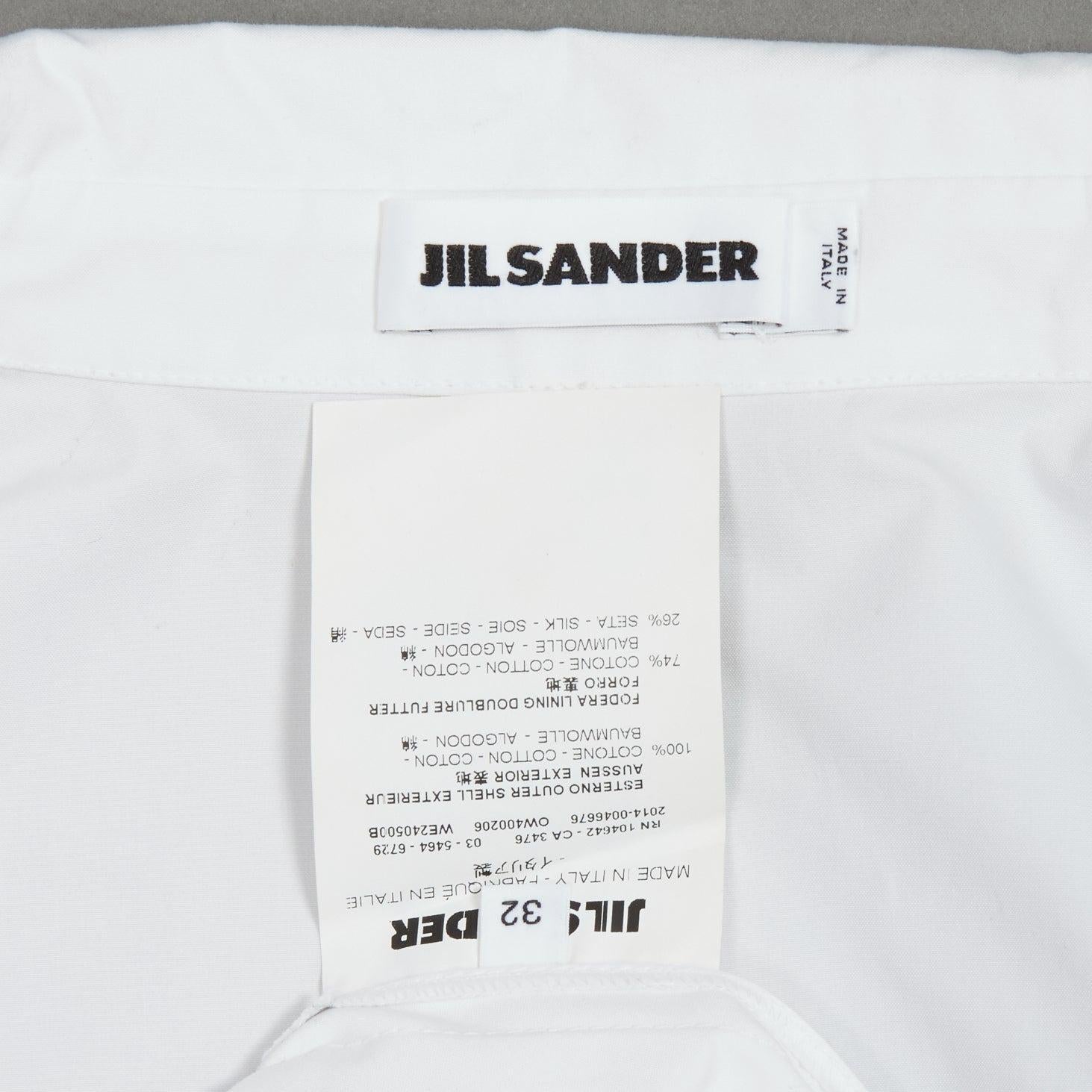 JIL SANDER 2014 white bias panels high low hem shirt dress FR32 XS 3