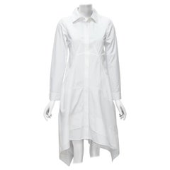 JIL SANDER 2014 blanco paneles al bies dobladillo alto bajo vestido camisero FR32 XS