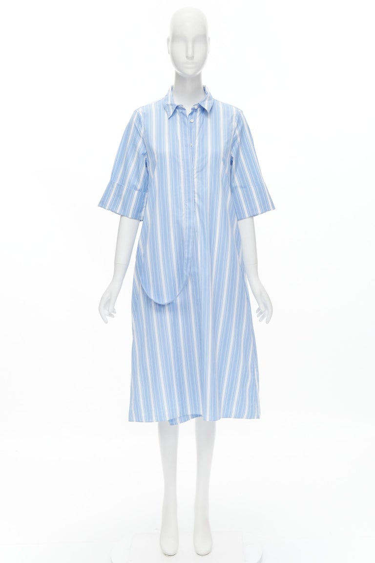 JIL SANDER 2018 blue white vertical striped cotton midi dress FR36 S For  Sale at 1stDibs | blue and white vertical striped dress, jil sander striped  dress