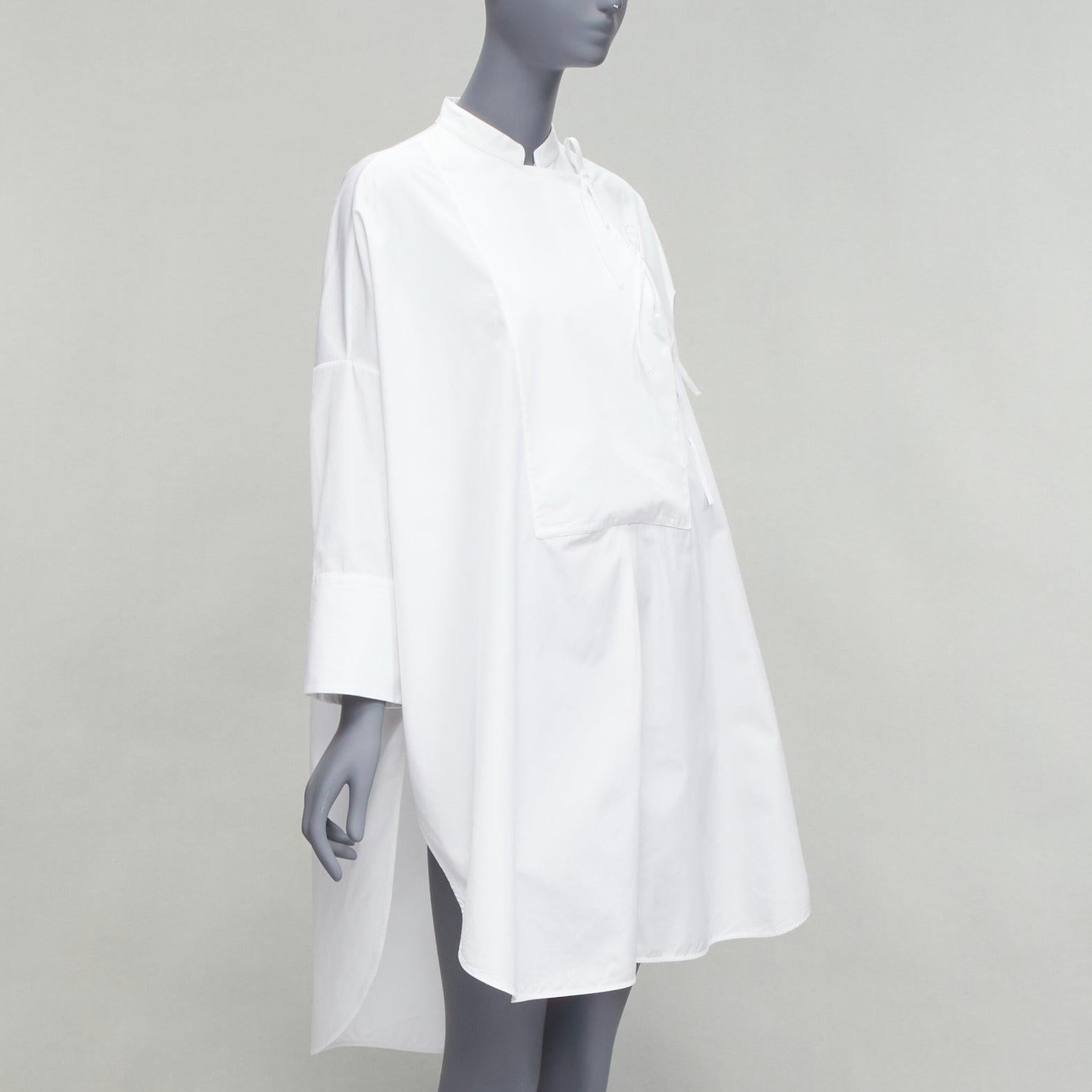 JIL SANDER 2018 white cotton tie button panelled tunic shirt dress FR32 XXS In Excellent Condition In Hong Kong, NT