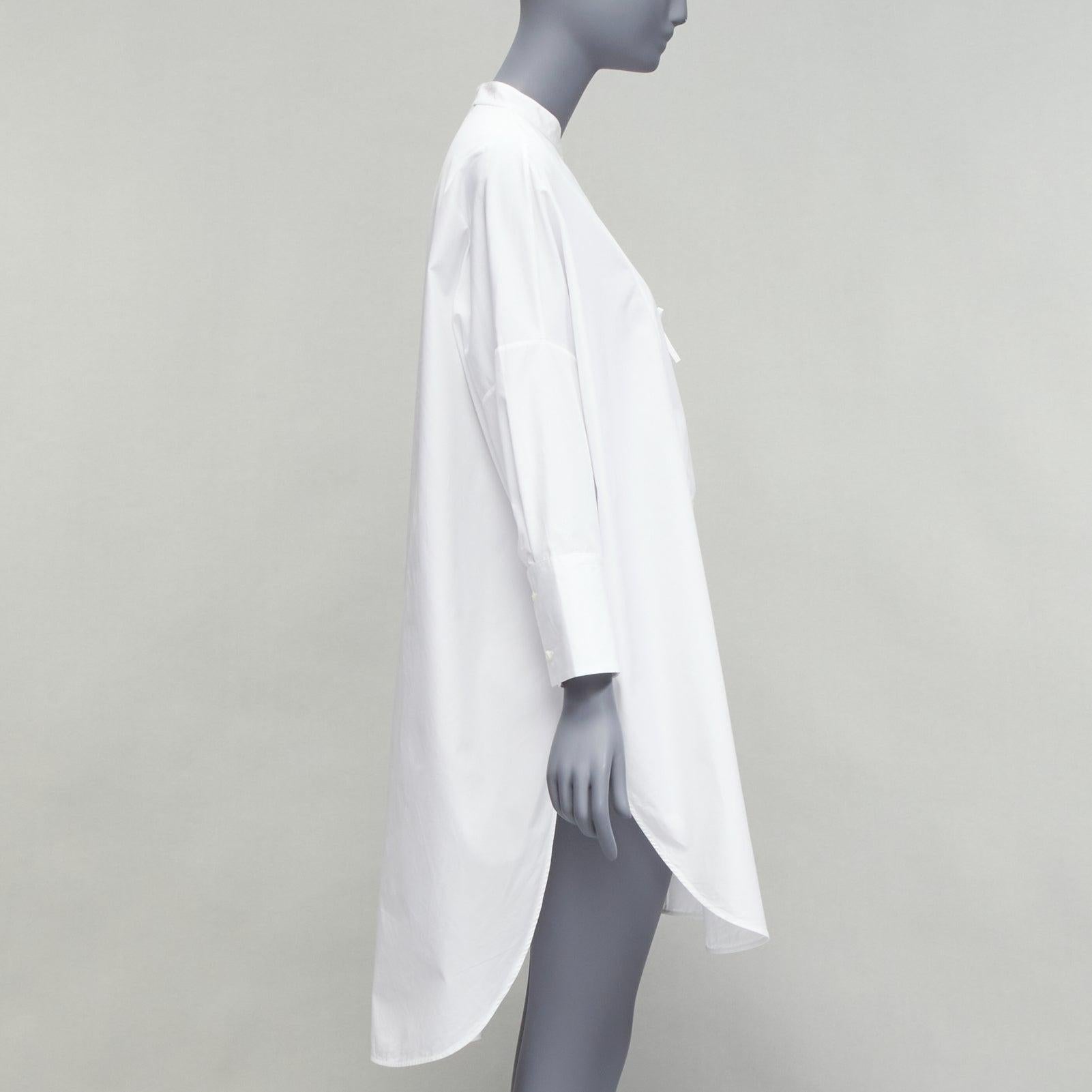 Women's JIL SANDER 2018 white cotton tie button panelled tunic shirt dress FR32 XXS
