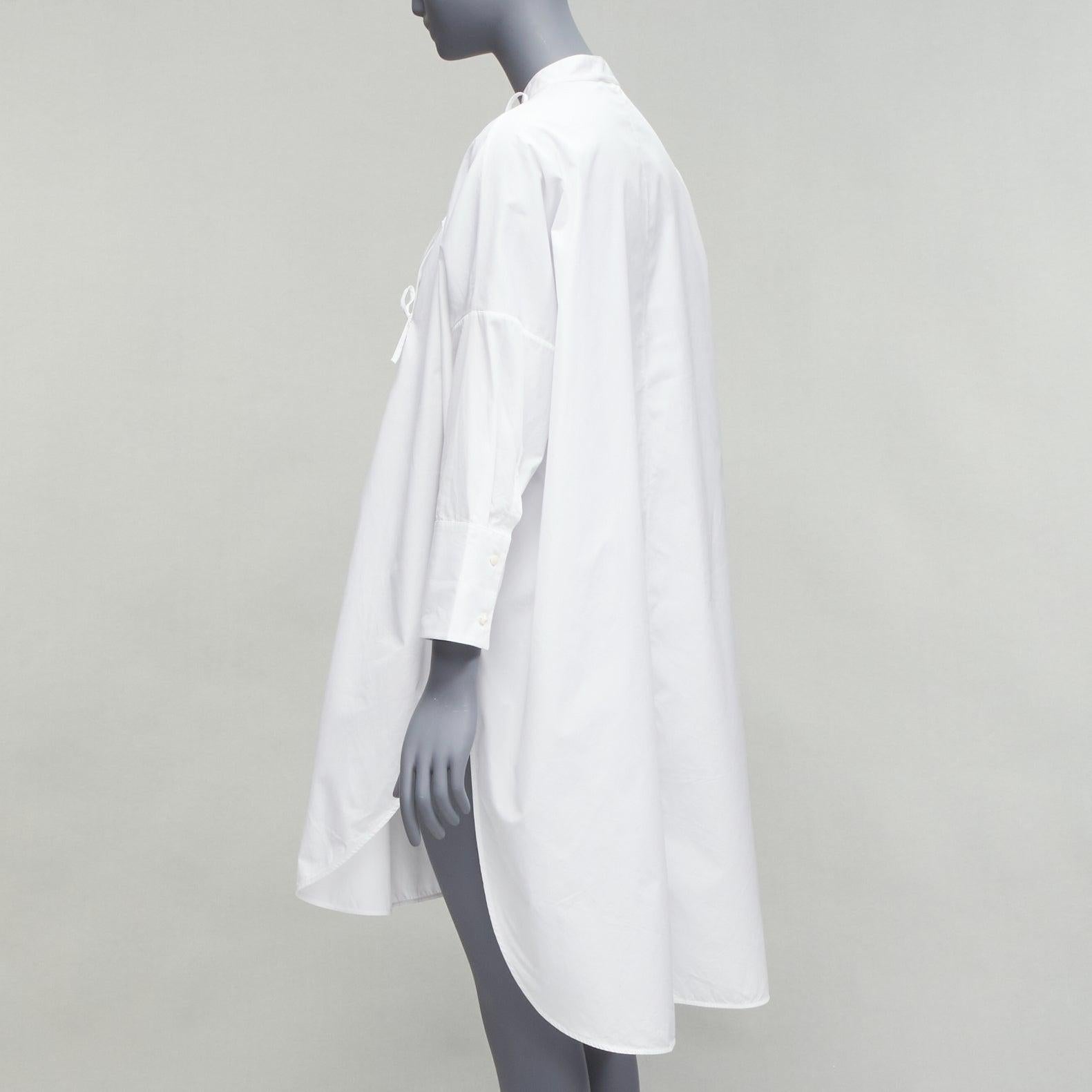 JIL SANDER 2018 white cotton tie button panelled tunic shirt dress FR32 XXS 2