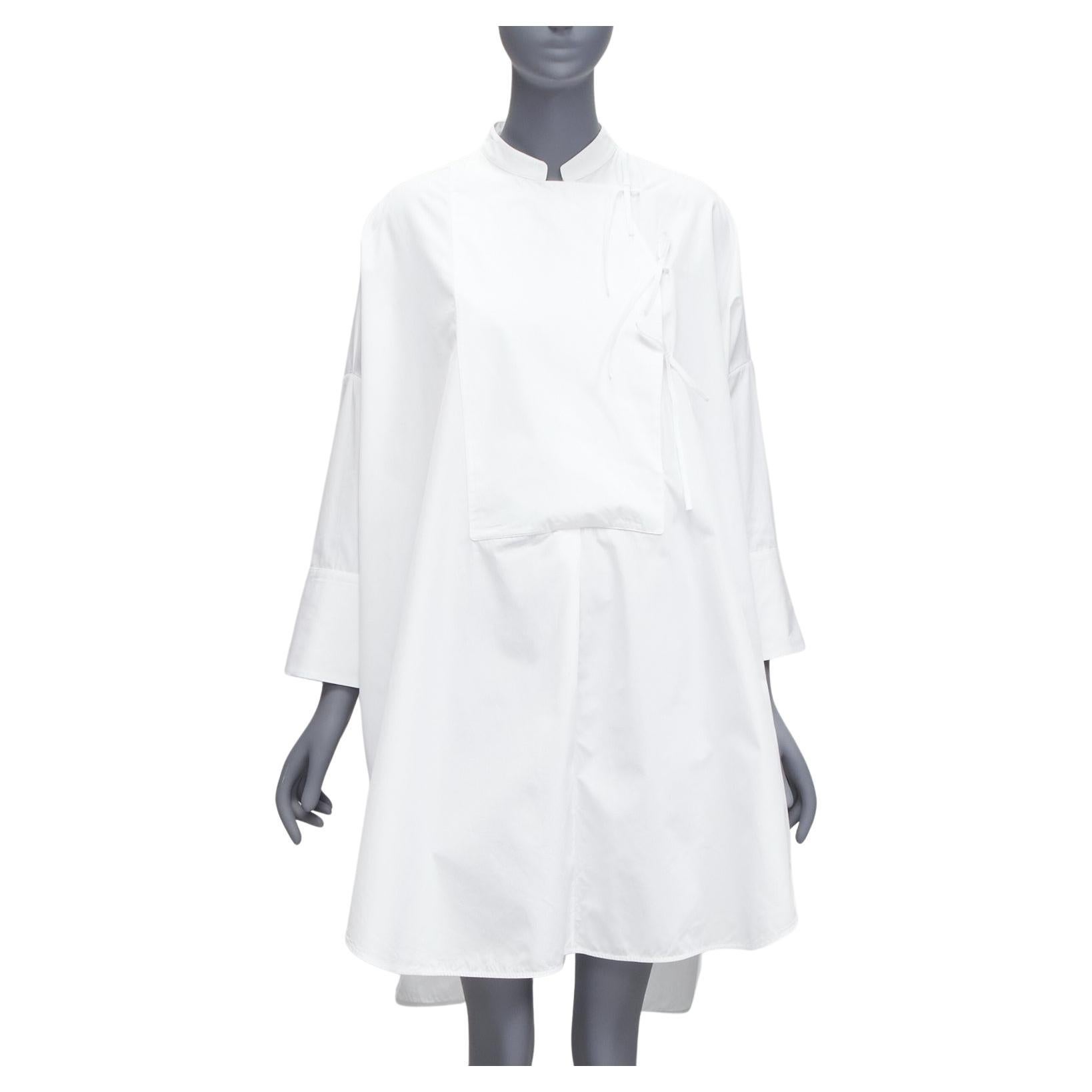 JIL SANDER 2018 white cotton tie button panelled tunic shirt dress FR32 XXS
