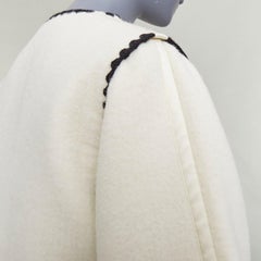 JIL SANDER 2019 Cappotto a maniche larghe in misto lama crema e smerlo nero FR34 XS
