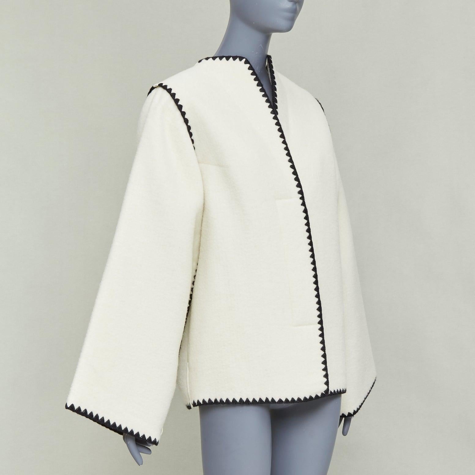 JIL SANDER 2019 Runway cream llama blend scalloped trim wide sleeve coat FR34 XS In condizioni ottime in vendita a Hong Kong, NT