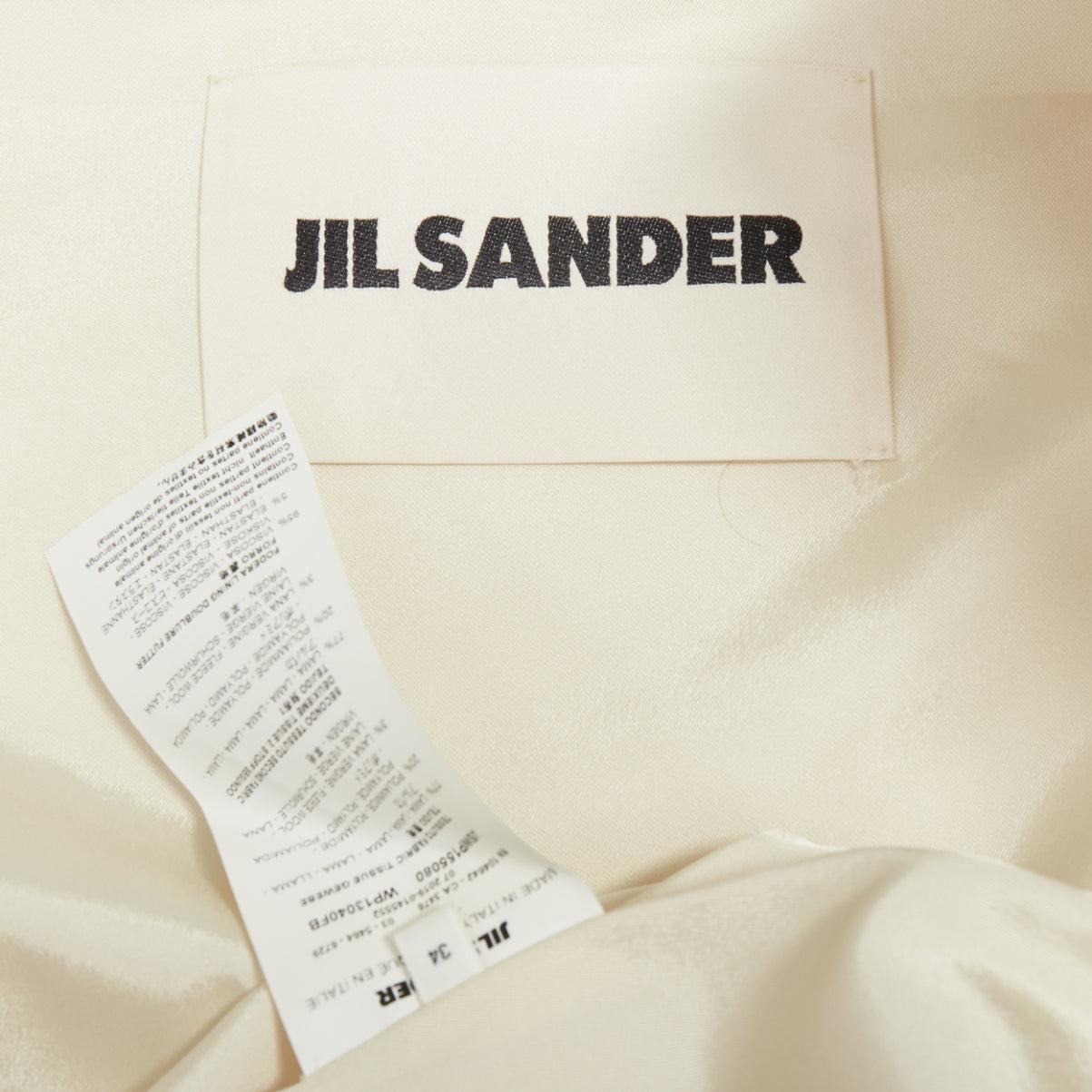 JIL SANDER 2019 Runway cream llama blend scalloped trim wide sleeve coat FR34 XS in vendita 4