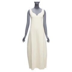 JIL SANDER 2020 cream boiled cotton wool curved neckline boxy dress FR32 XXS