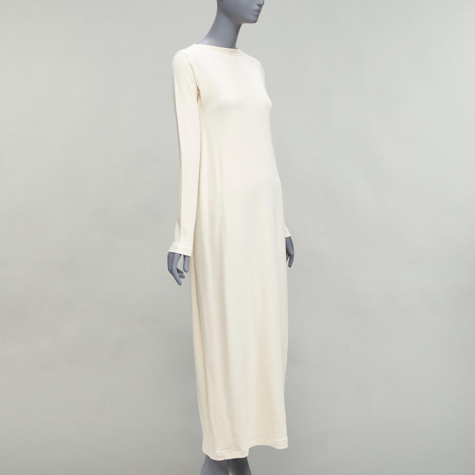 Beige JIL SANDER 2020 cream jersey panelled minimal long sleeve midi dress FR34 XS For Sale