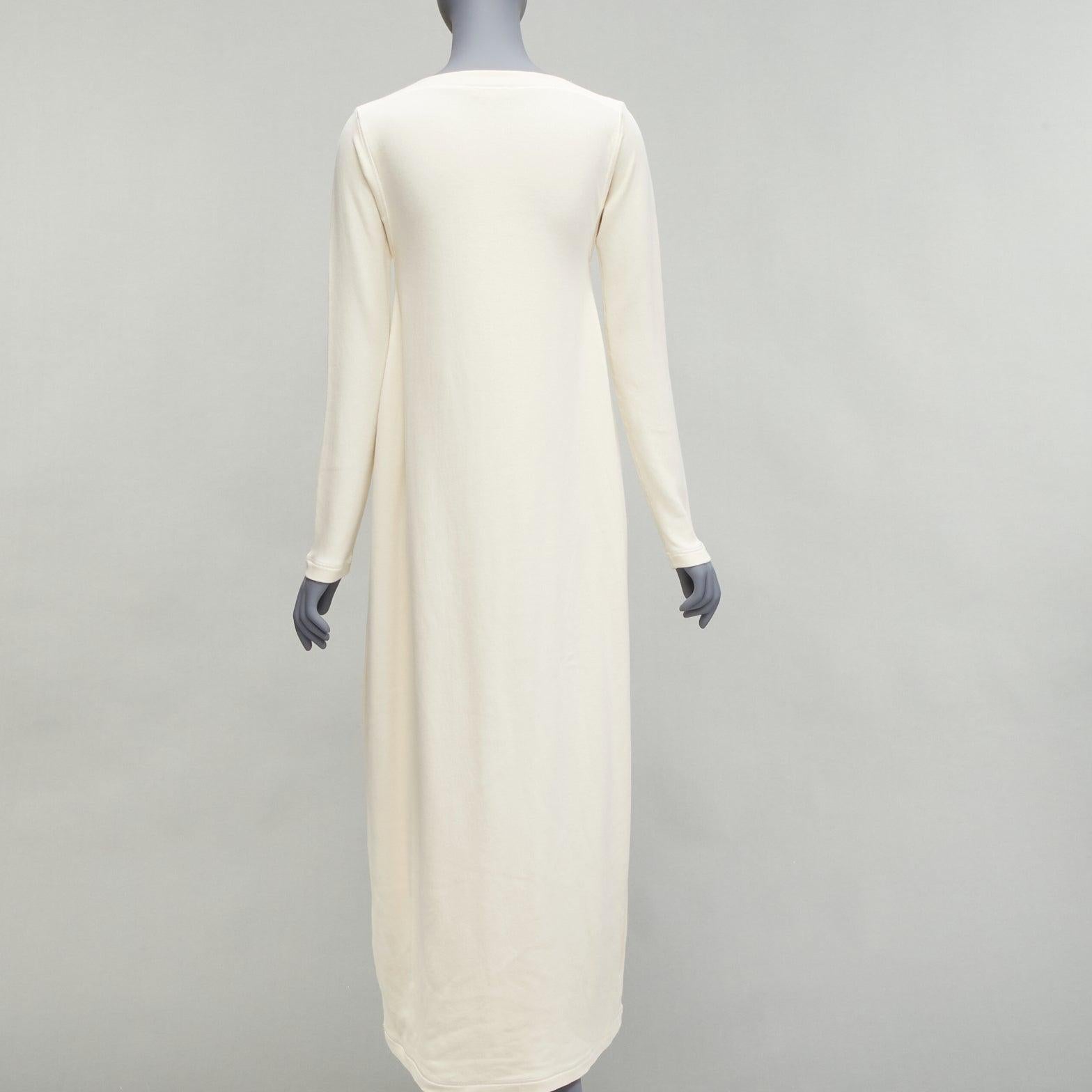 JIL SANDER 2020 cream jersey panelled minimal long sleeve midi dress FR34 XS In Excellent Condition For Sale In Hong Kong, NT