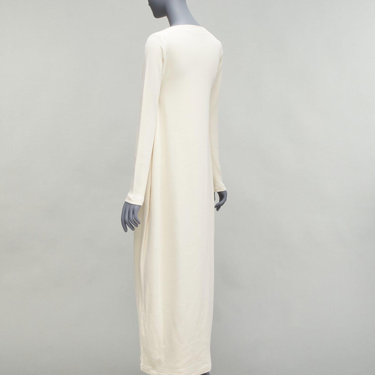 Women's JIL SANDER 2020 cream jersey panelled minimal long sleeve midi dress FR34 XS For Sale