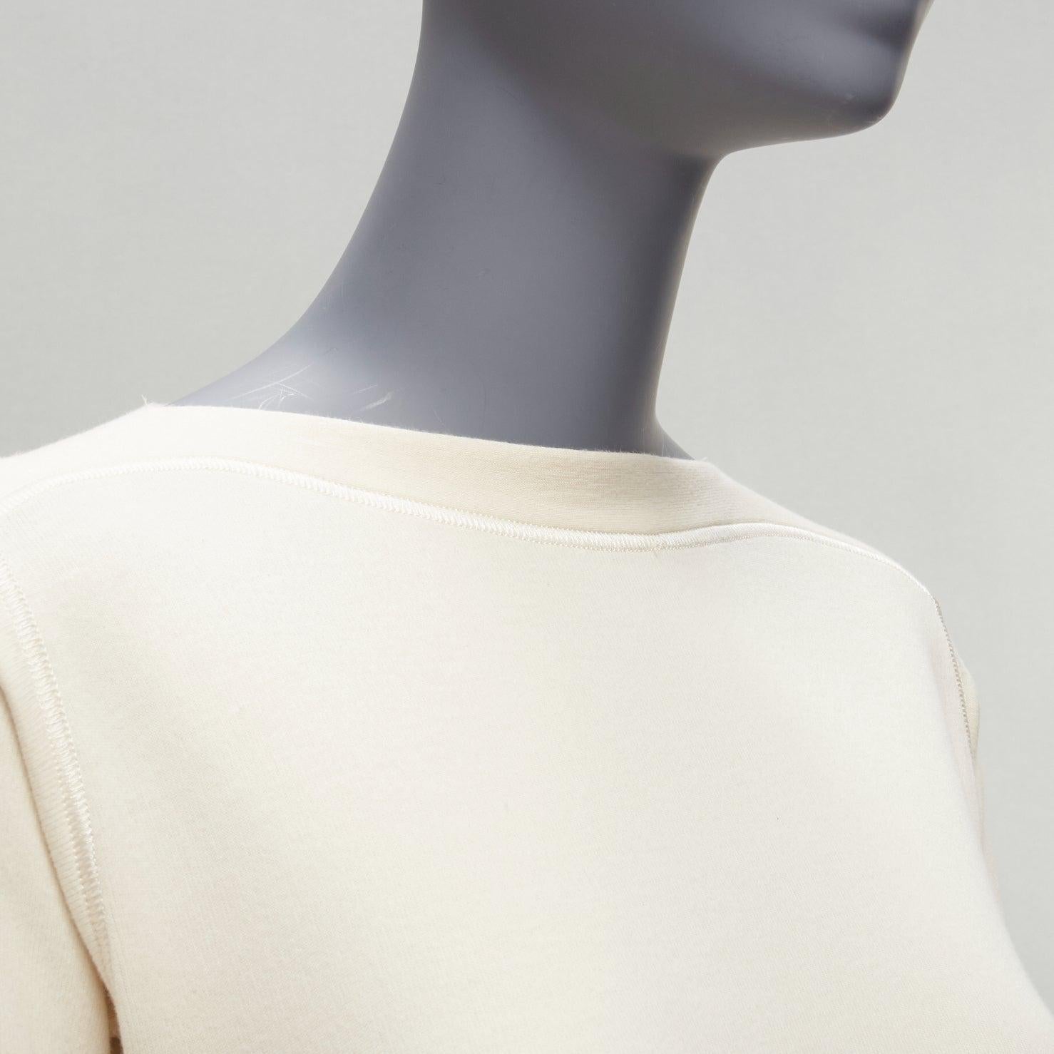 JIL SANDER 2020 cream jersey panelled minimal long sleeve midi dress FR34 XS For Sale 1