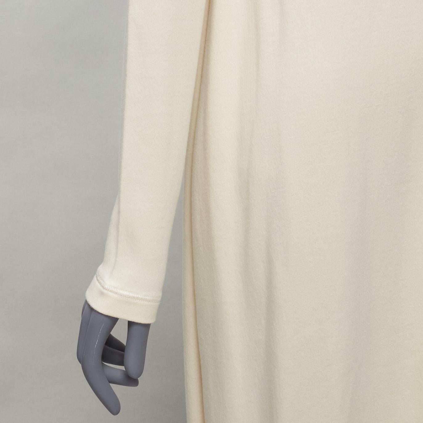 JIL SANDER 2020 cream jersey panelled minimal long sleeve midi dress FR34 XS For Sale 2