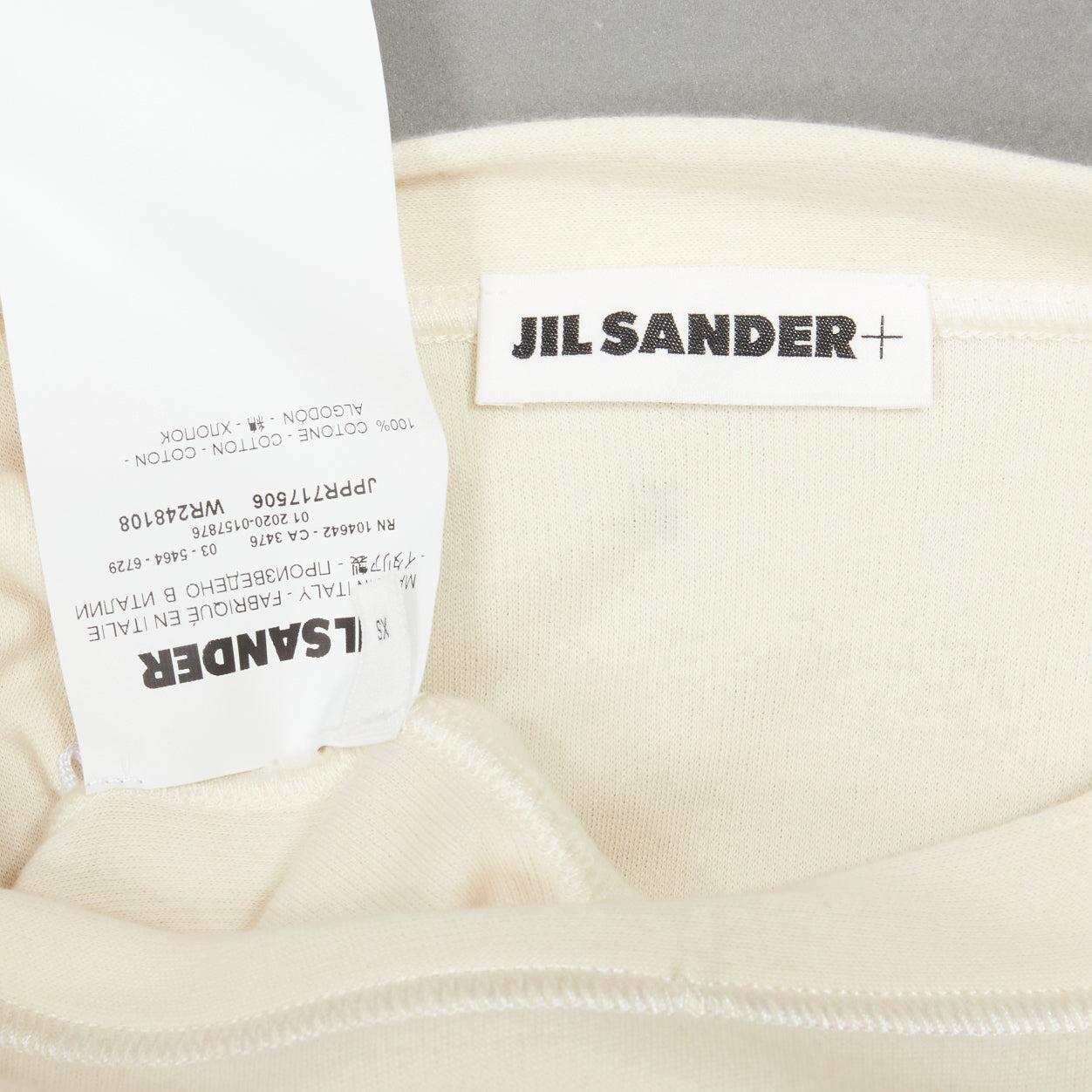 JIL SANDER 2020 cream jersey panelled minimal long sleeve midi dress FR34 XS For Sale 3