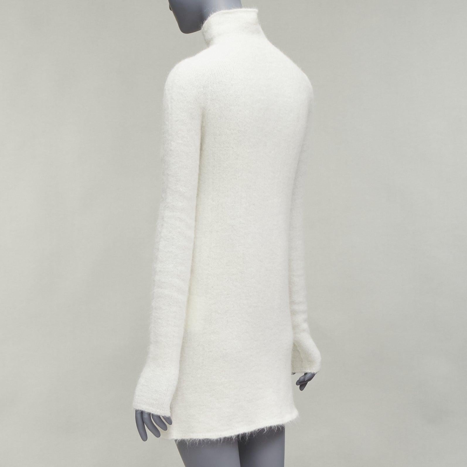 JIL SANDER 2020 Weißer Pullover aus Mohair, Schurwolle, geteilter vorne mit hohem Halsausschnitt FR34 XS im Angebot 2