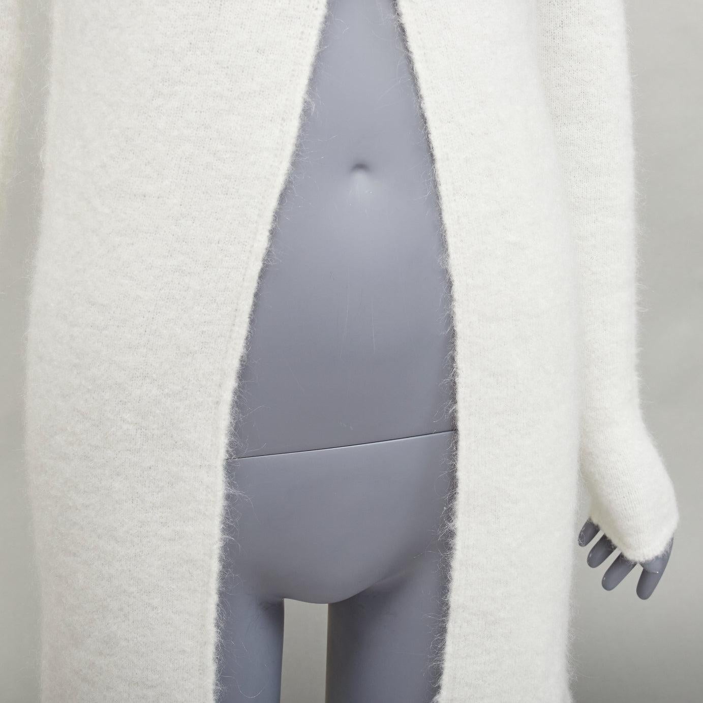 JIL SANDER 2020 Weißer Pullover aus Mohair, Schurwolle, geteilter vorne mit hohem Halsausschnitt FR34 XS im Angebot 3
