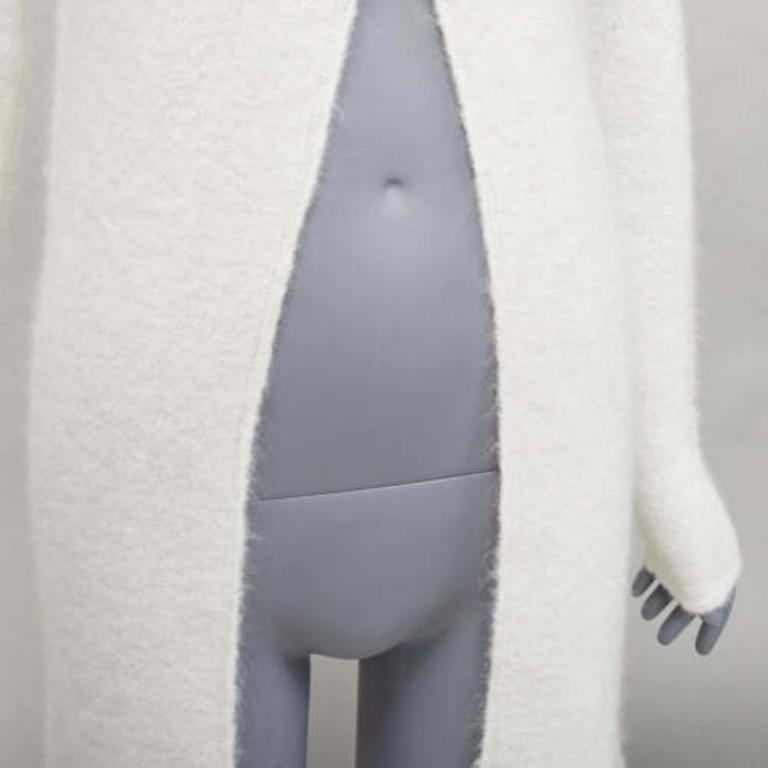 JIL SANDER 2020 white mohair virgin wool split front high neck sweater FR34 XS For Sale 2