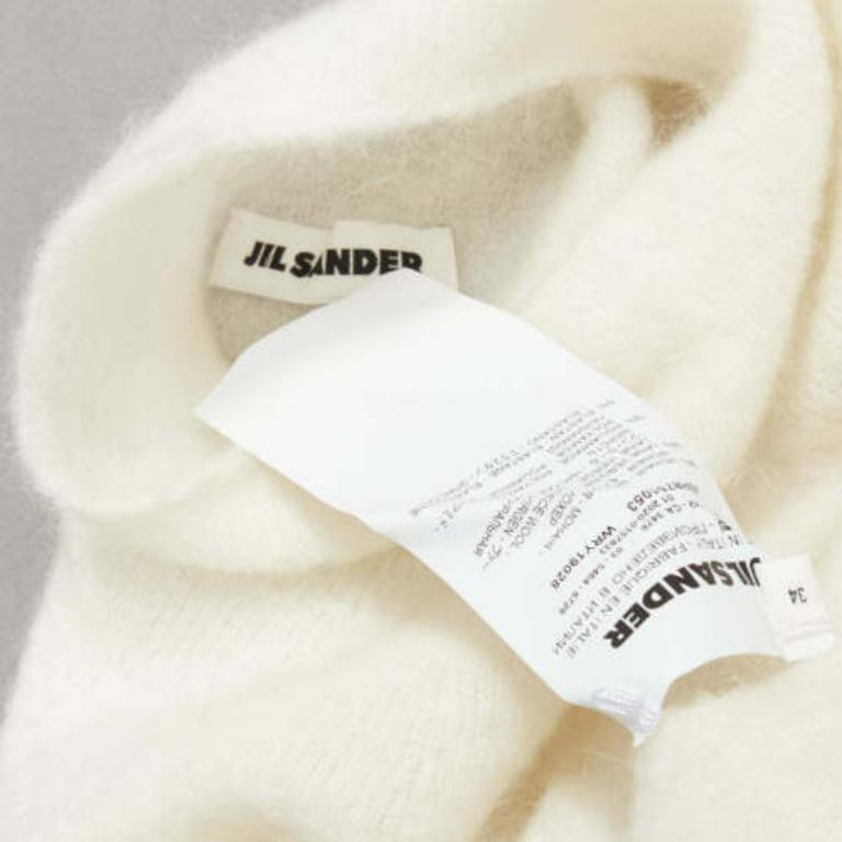 JIL SANDER 2020 white mohair virgin wool split front high neck sweater FR34 XS For Sale 3