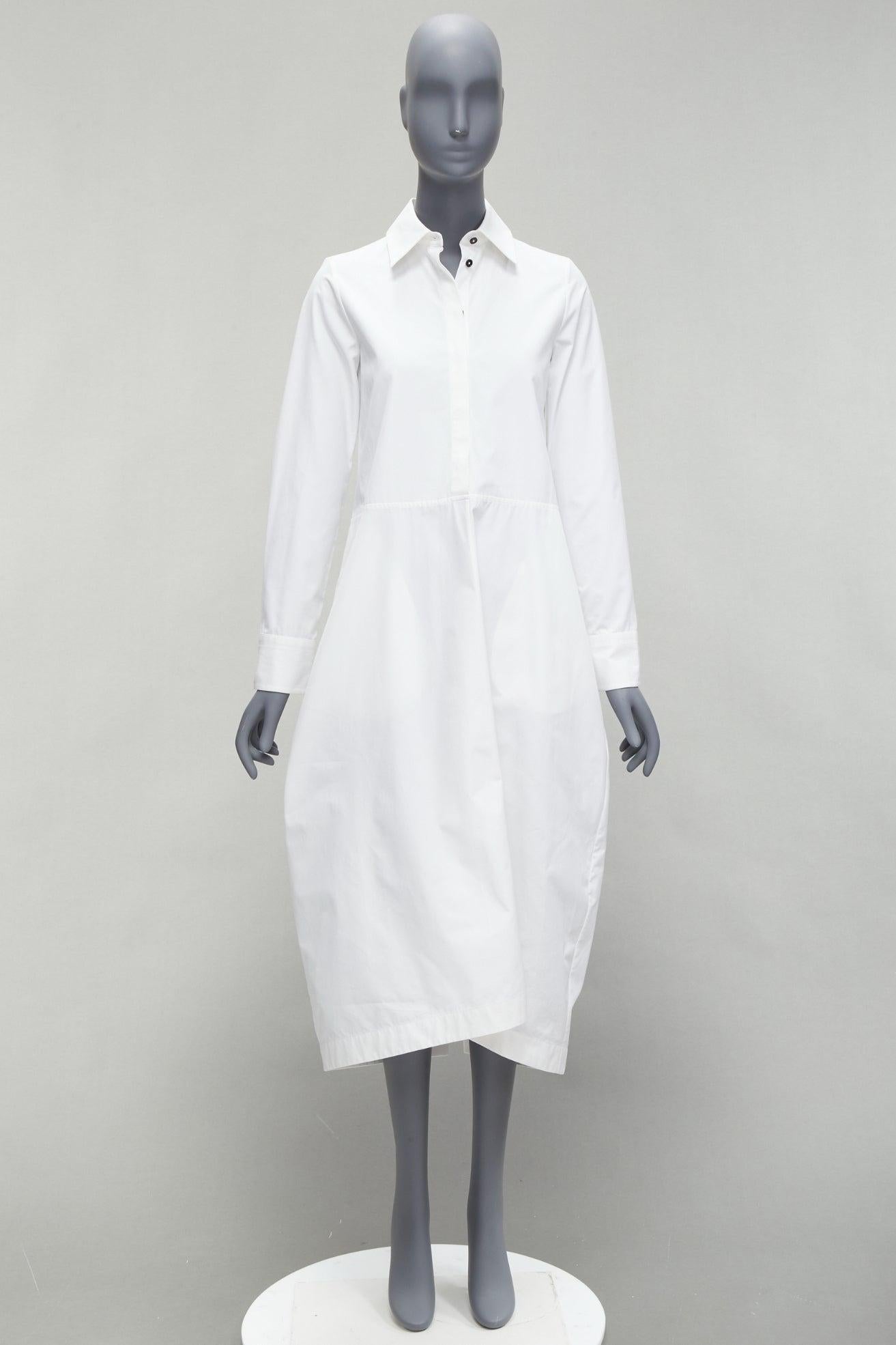 JIL SANDER 2022 vestido camisero minimalista blanco con tapeta oculta FR30 XXS en venta 4