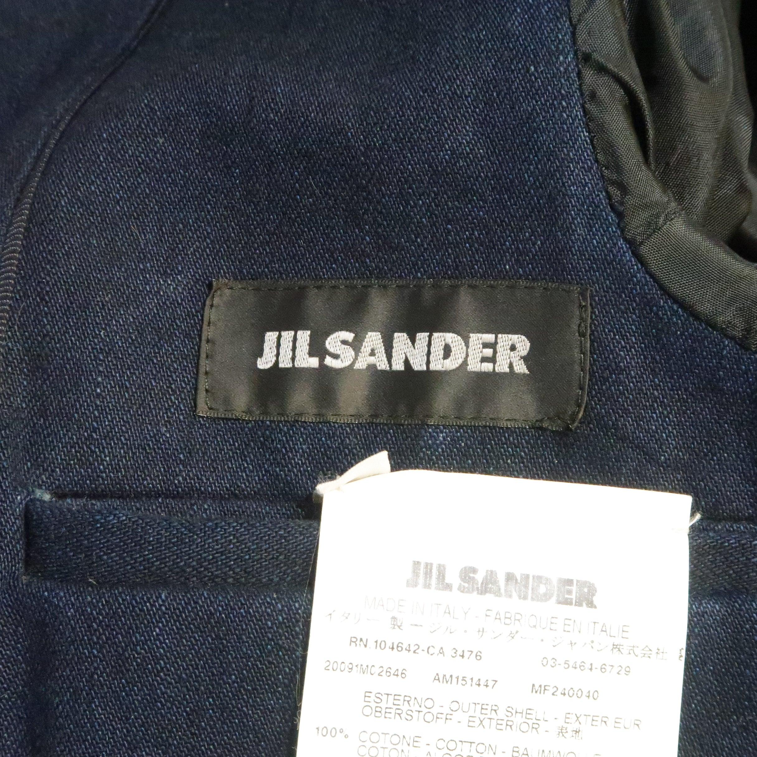 JIL SANDER 38 Indigo Solid Denim Sport Coat Jacket For Sale 7