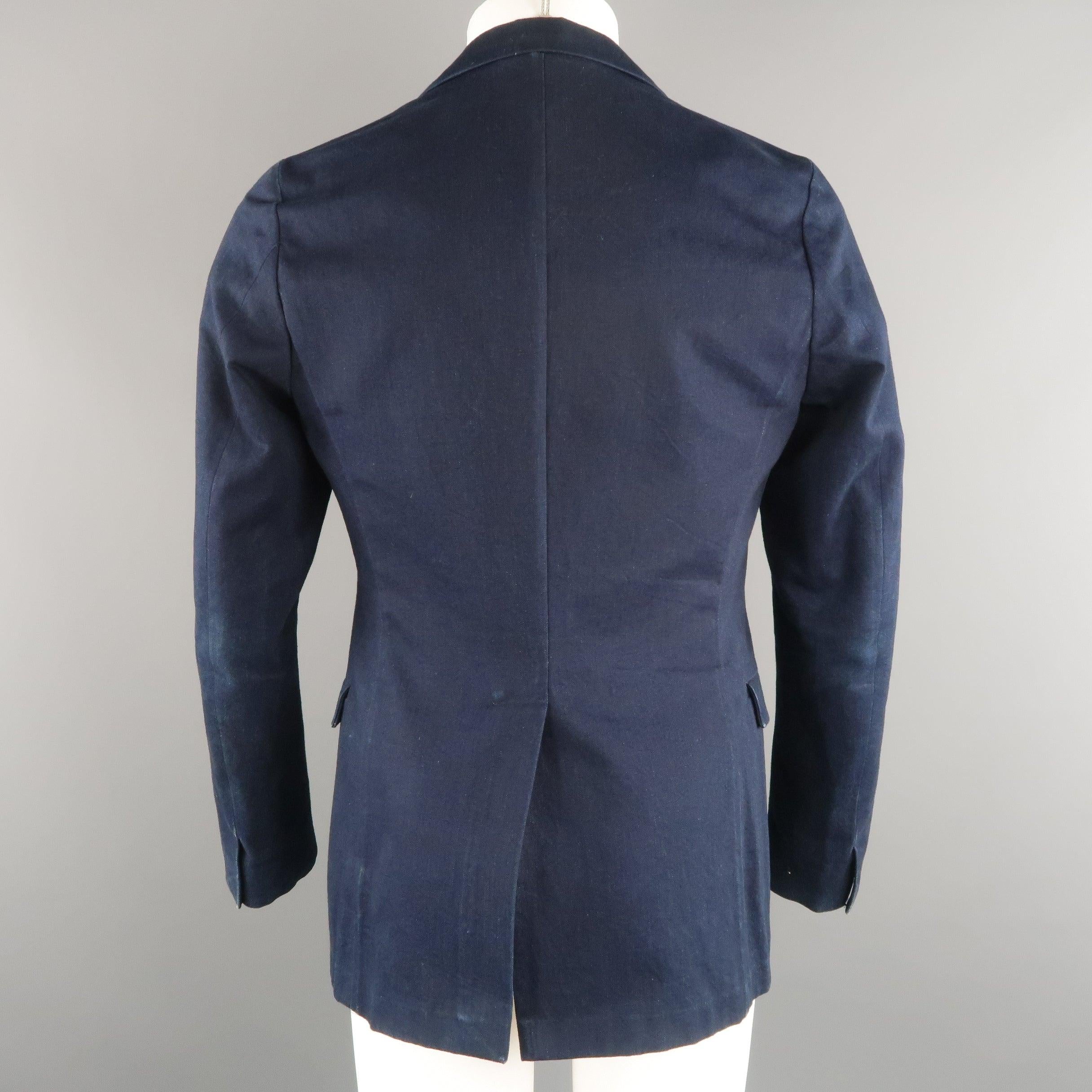 JIL SANDER 38 Indigo Solid Denim Sport Coat Jacket For Sale 2