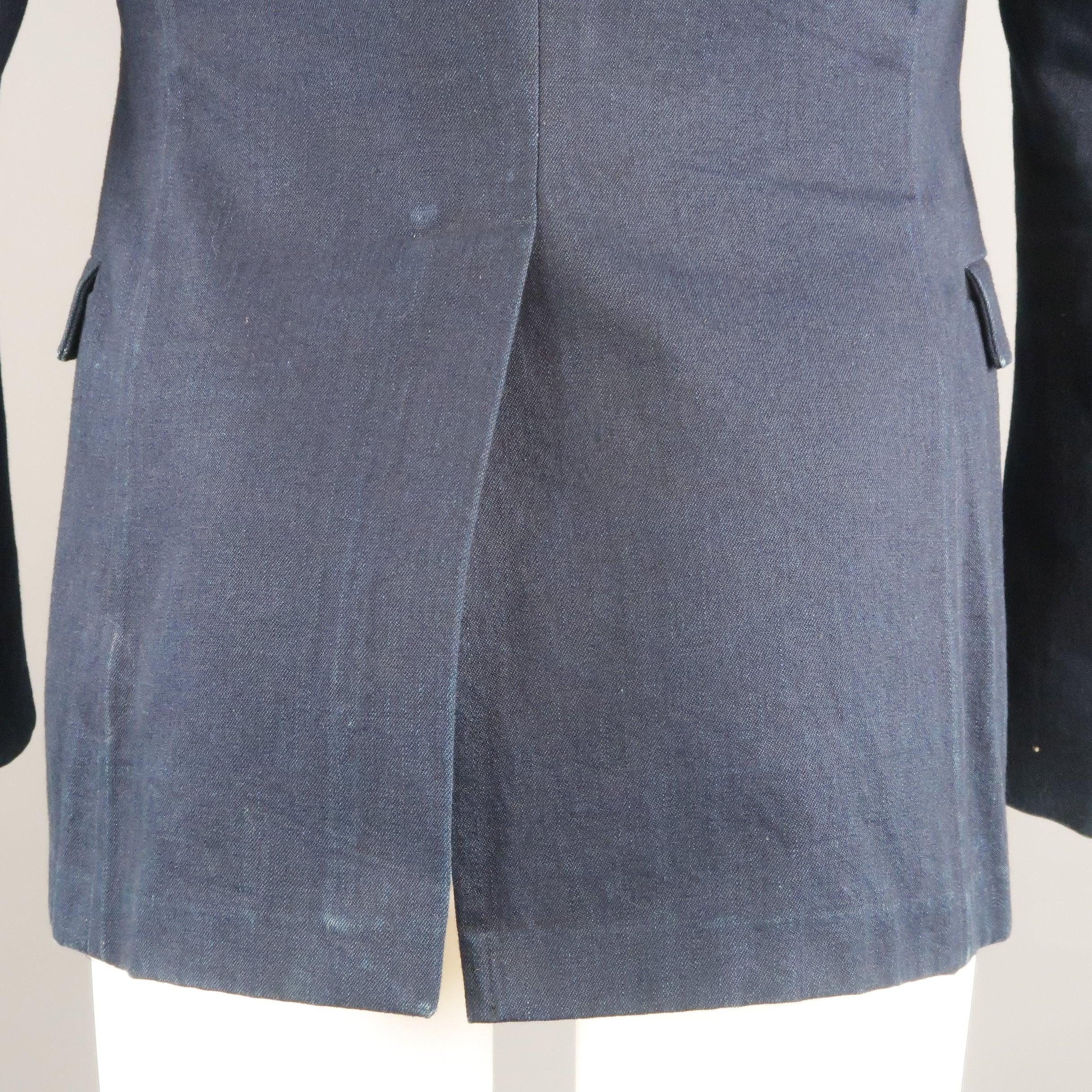 JIL SANDER 38 Indigo Solid Denim Sport Coat Jacket For Sale 4