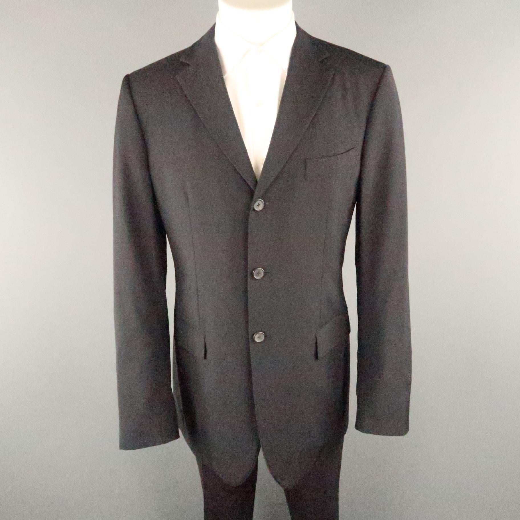JIL SANDER 40 Black Solid Virgin Wool 36 36 Notch Lapel Suit For Sale ...
