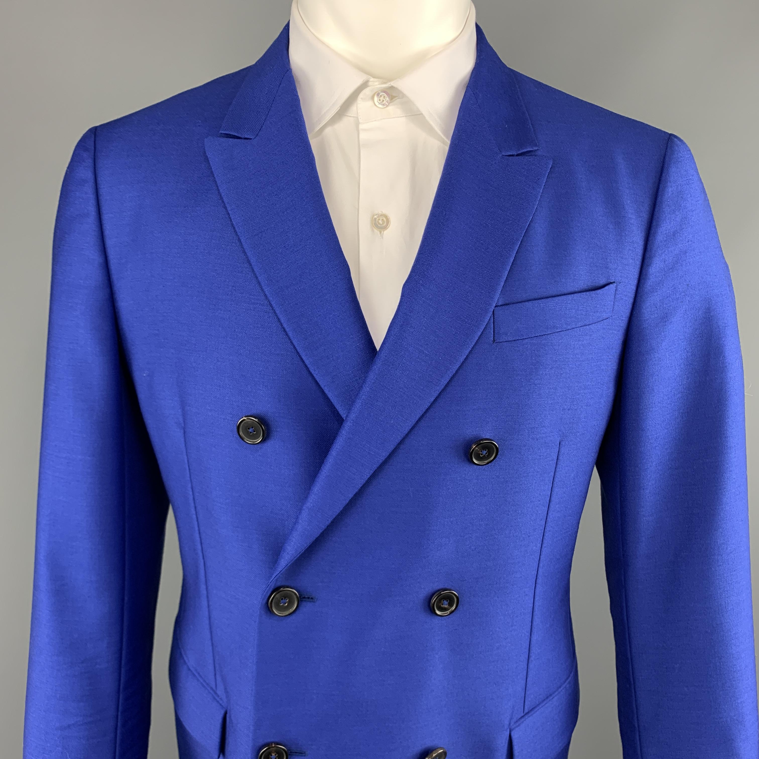 bright blue notch lapel suit