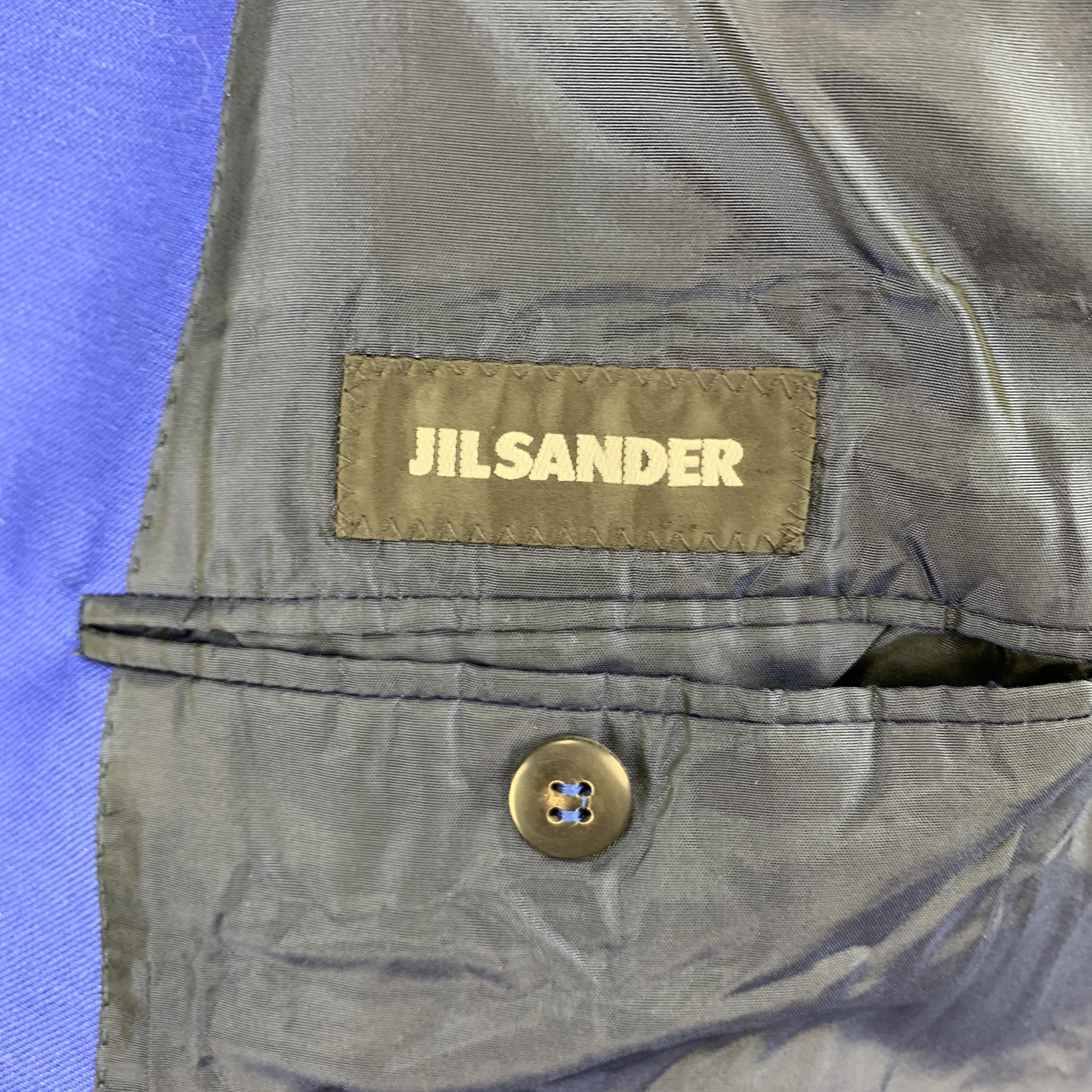 JIL SANDER 42 Royal Blue Solid Wool / Mohair Double Breasted Peak Lapel Suit 2