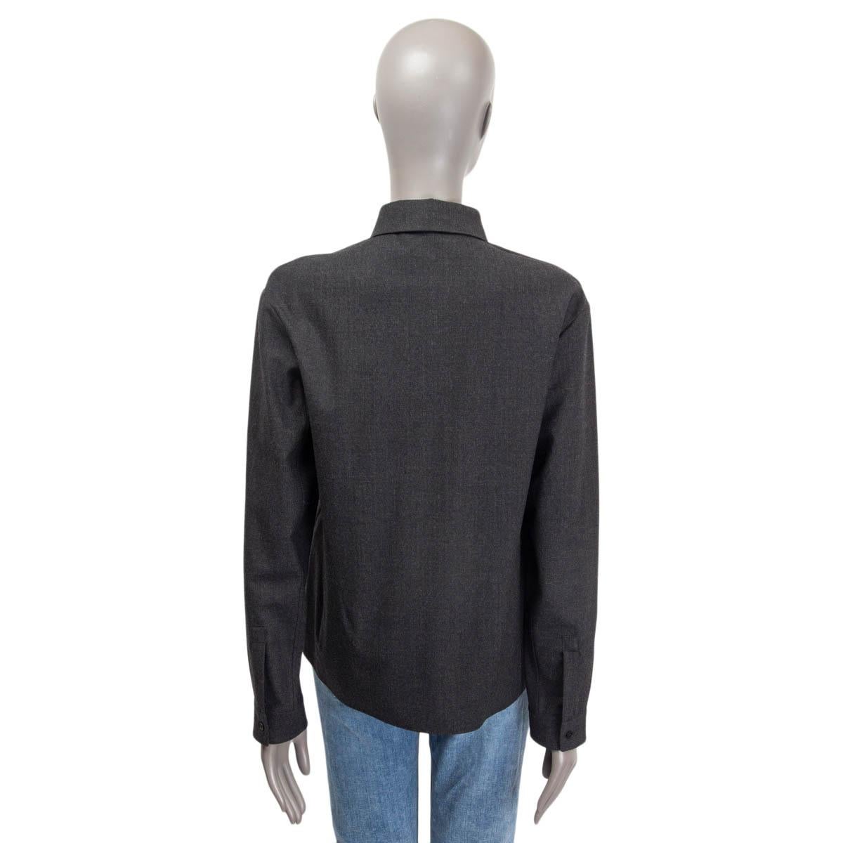 Black JIL SANDER anthracite grey mohair Button Up Shirt 38 M For Sale