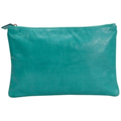 Jil Sander Aqua Green Leather Clutch