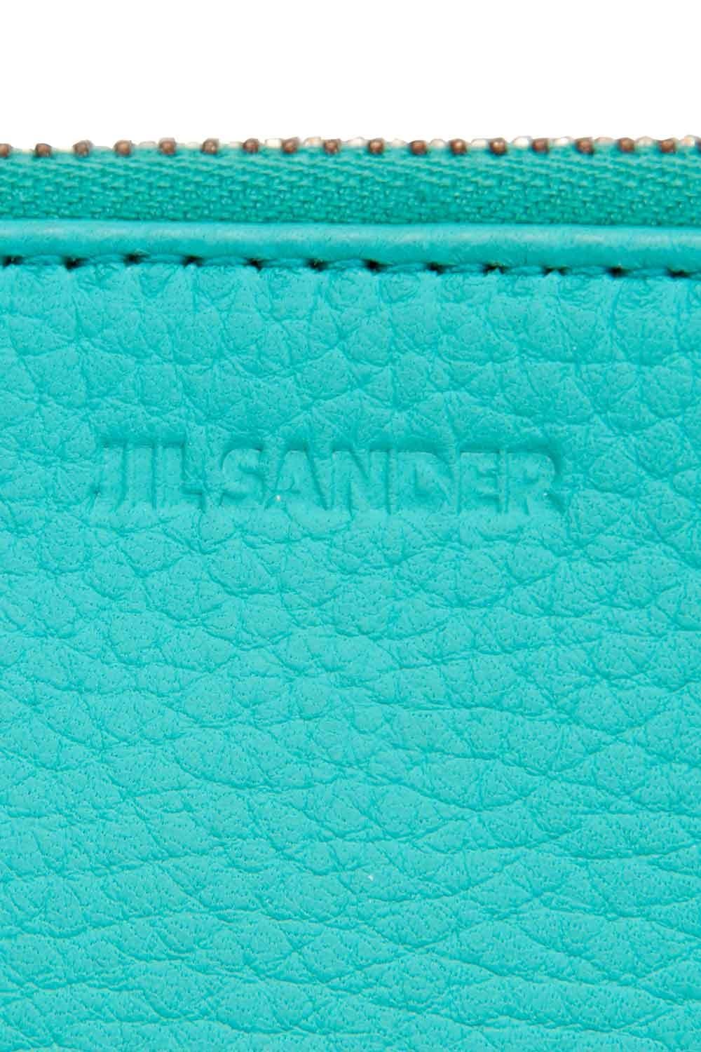 Jil Sander Aqua Green Leather Zip Pouch 2