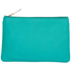 Jil Sander Aqua Green Leather Zip Pouch