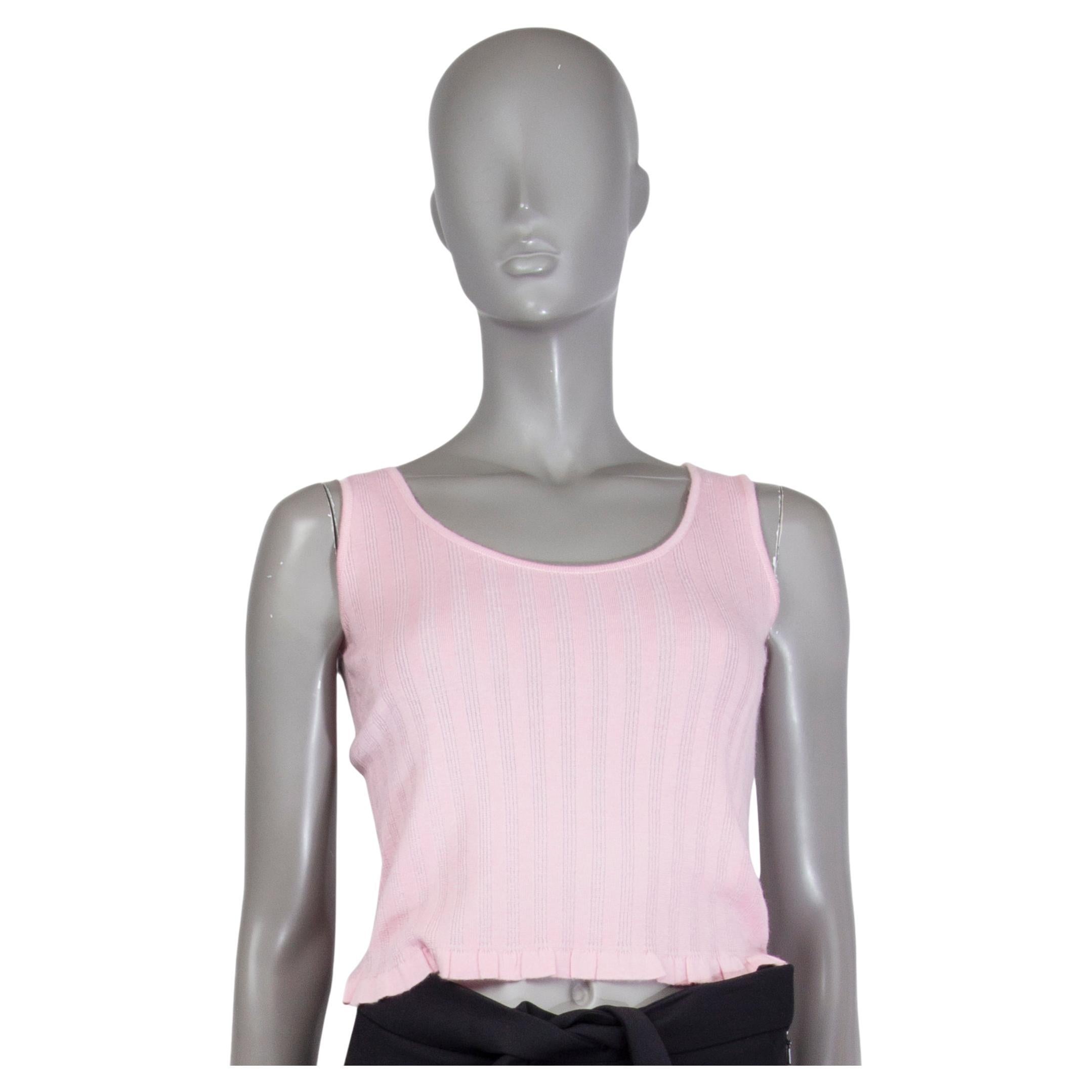 JIL SANDER baby pink cashmere RIB STRIPE Sleeveless Sweater 36 S