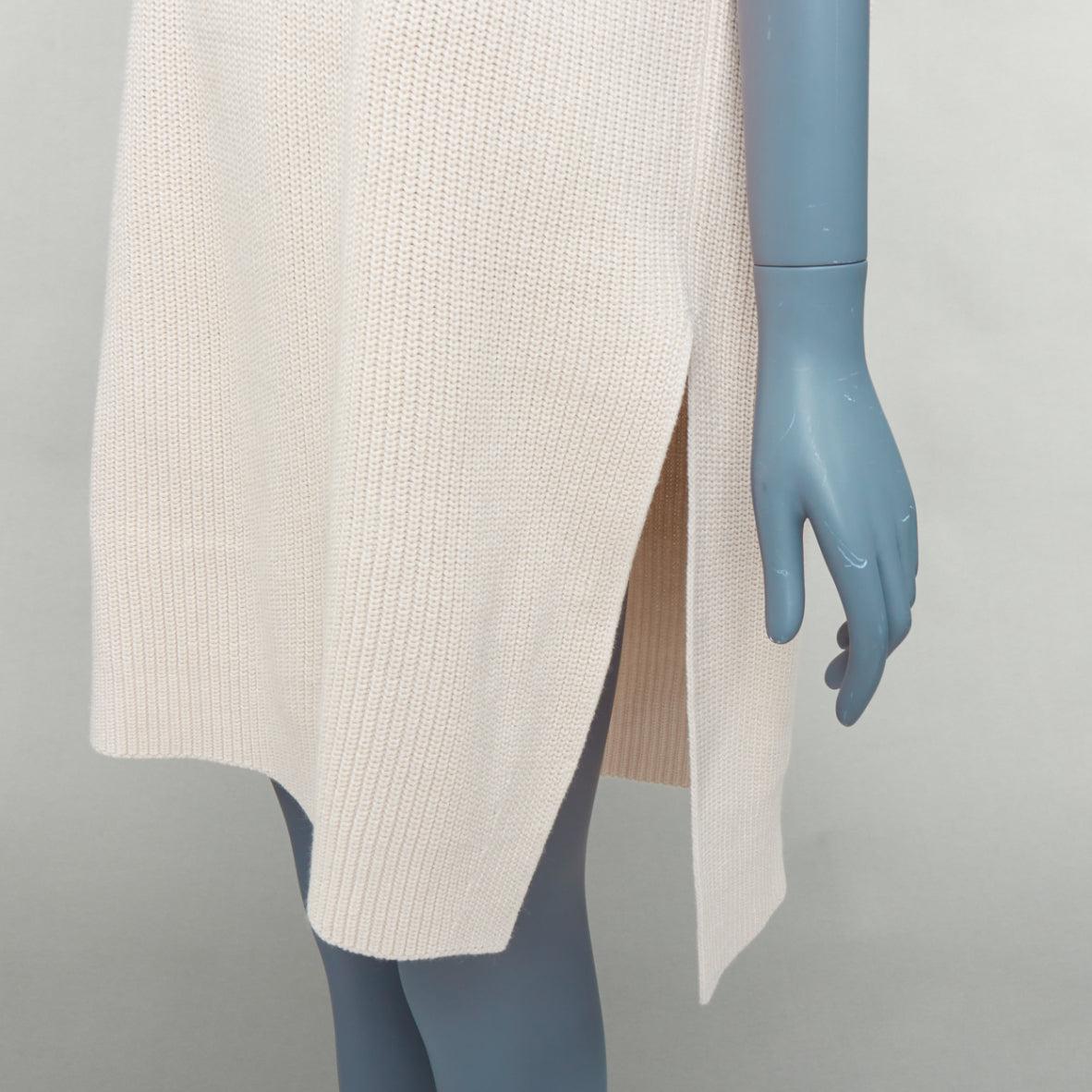 JIL SANDER beige algodón cachemira seda punto jersey vestido chaleco S Beige en venta