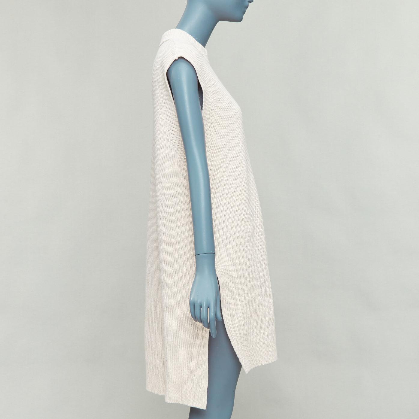 JIL SANDER beige algodón cachemira seda punto jersey vestido chaleco S en Excelente estado para la venta en Hong Kong, NT