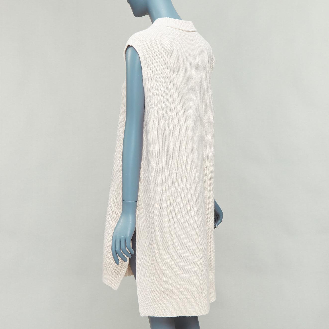 JIL SANDER beige algodón cachemira seda punto jersey vestido chaleco S en venta 1