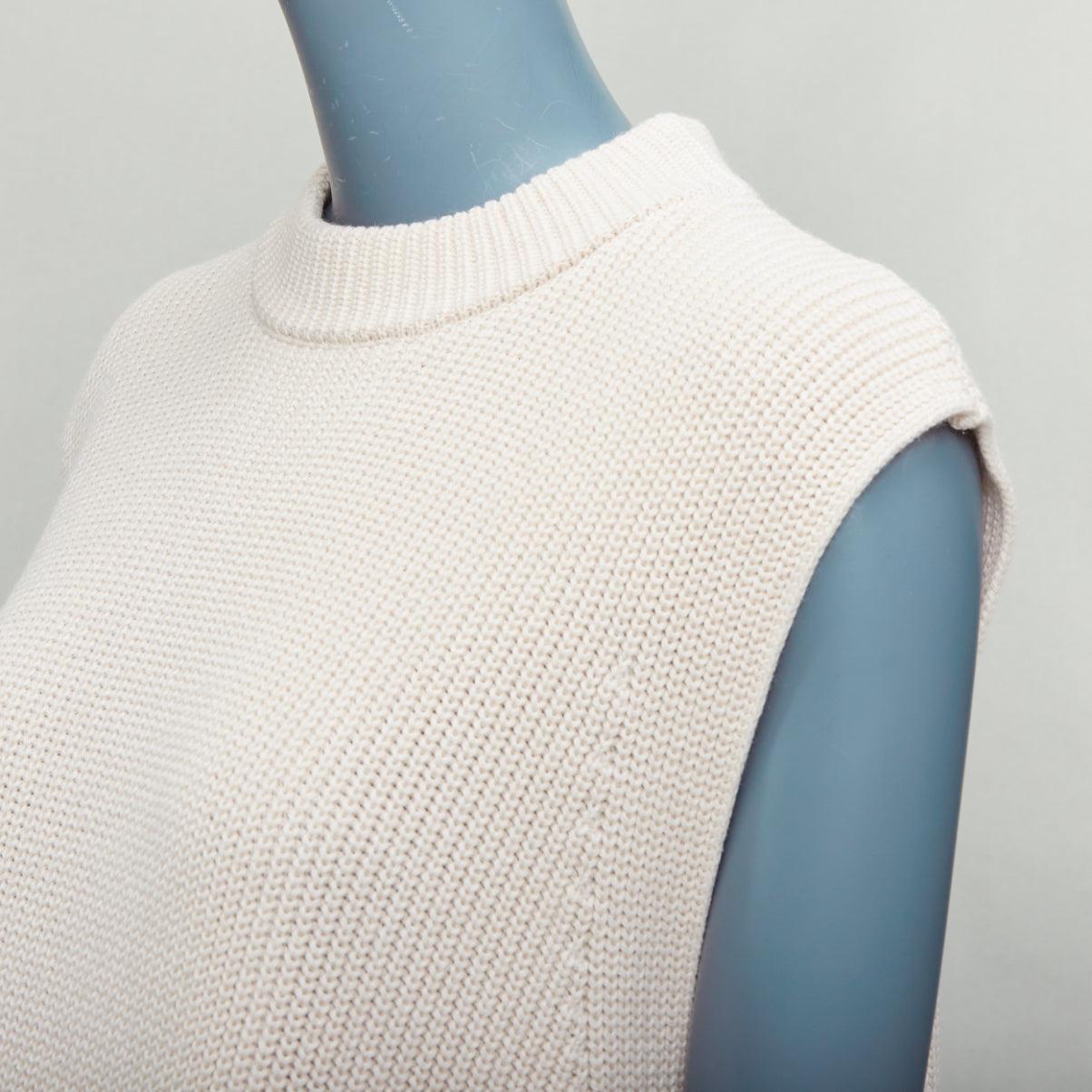 JIL SANDER beige algodón cachemira seda punto jersey vestido chaleco S en venta 2