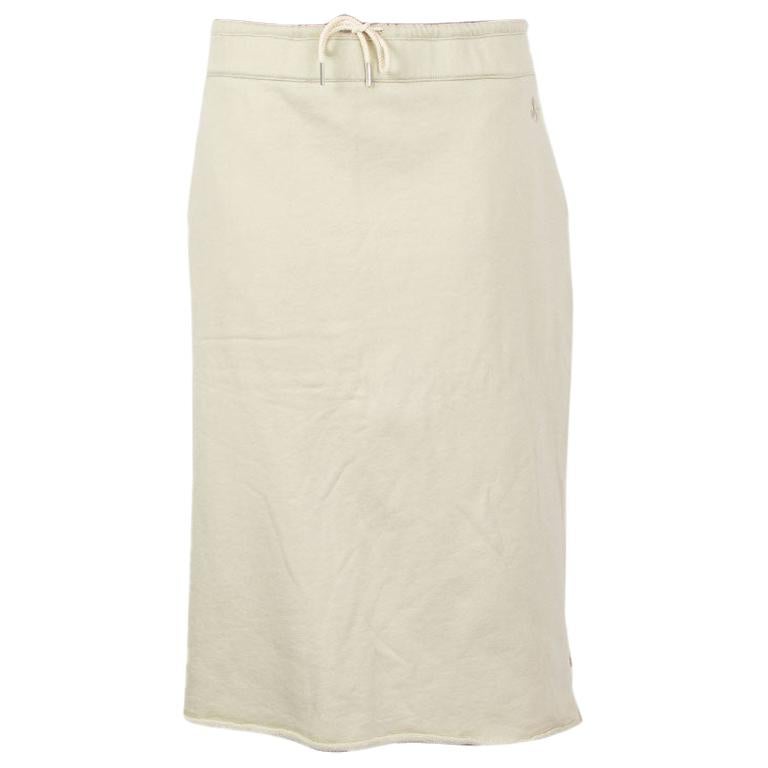 JIL SANDER beige cotton DRAWSTRING STRAIGHT Skirt XL