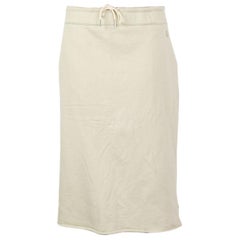 JIL SANDER Jupe à bretelles en coton beige à DRAWSTRING XL